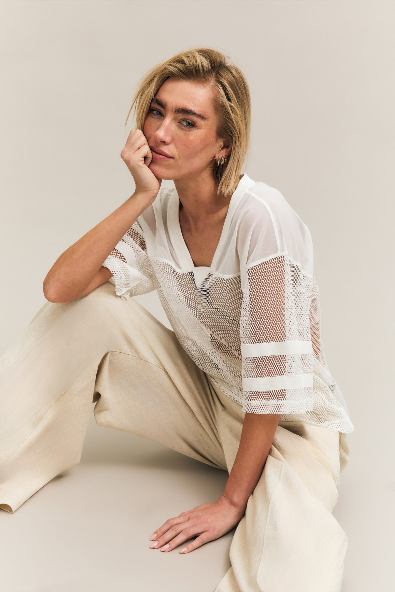 Scrum Oversized White Mesh T-shirt | HRMN8