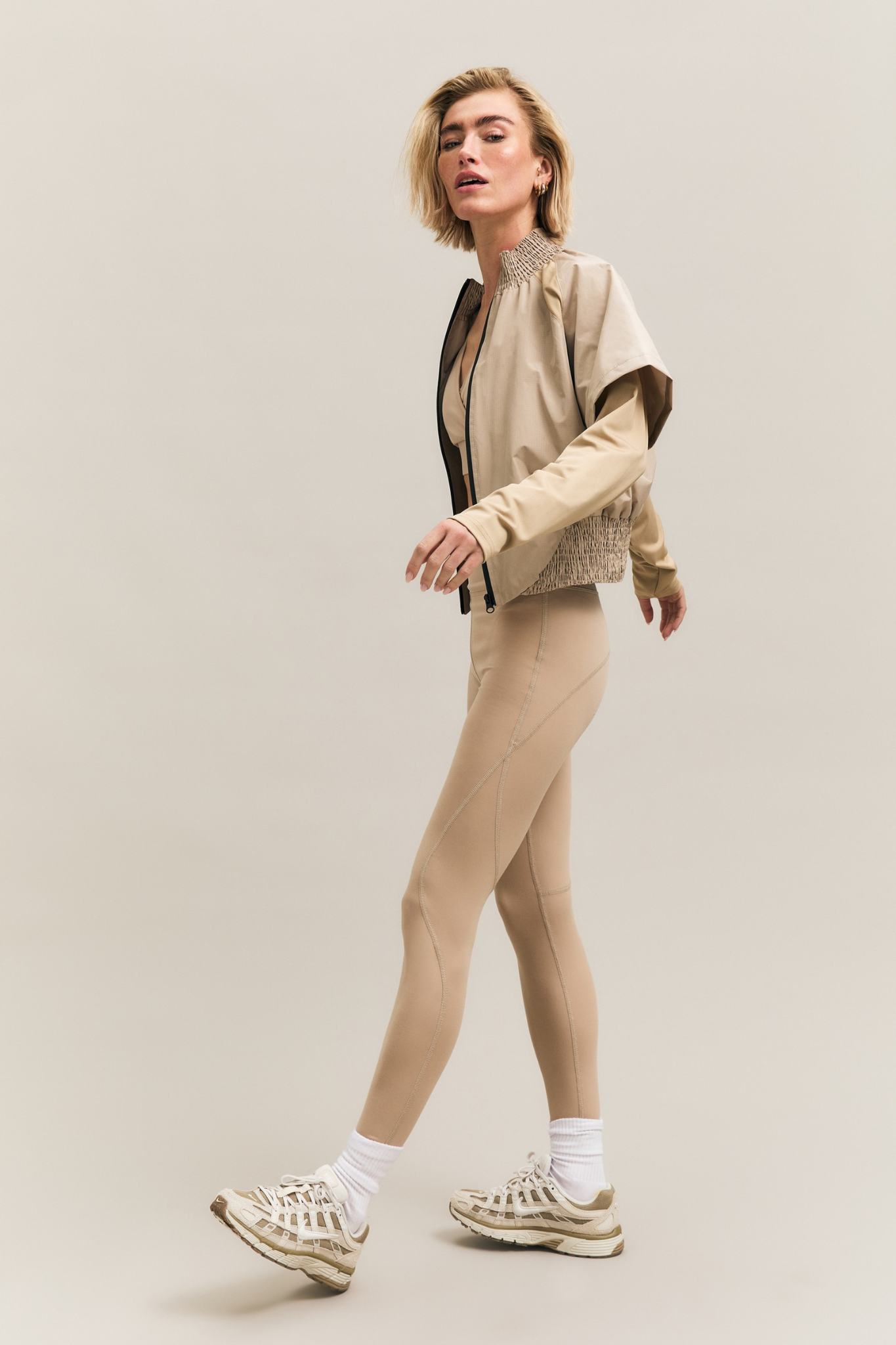 Pace Zip Beige Jacket | HRMN8 Pace Zip Beige Jacket | HRMN8