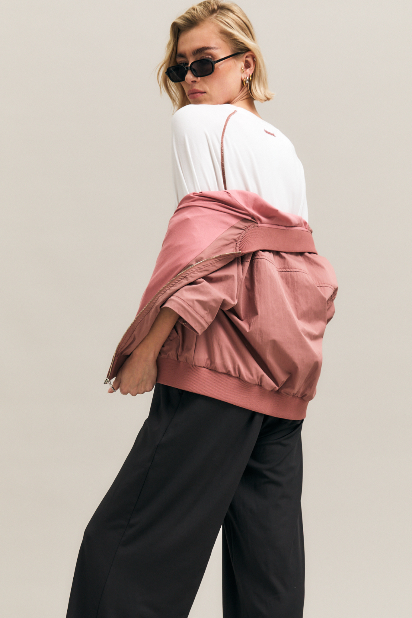 Staple Zip Sleeve Pink Bomber Jacket | HRMN8