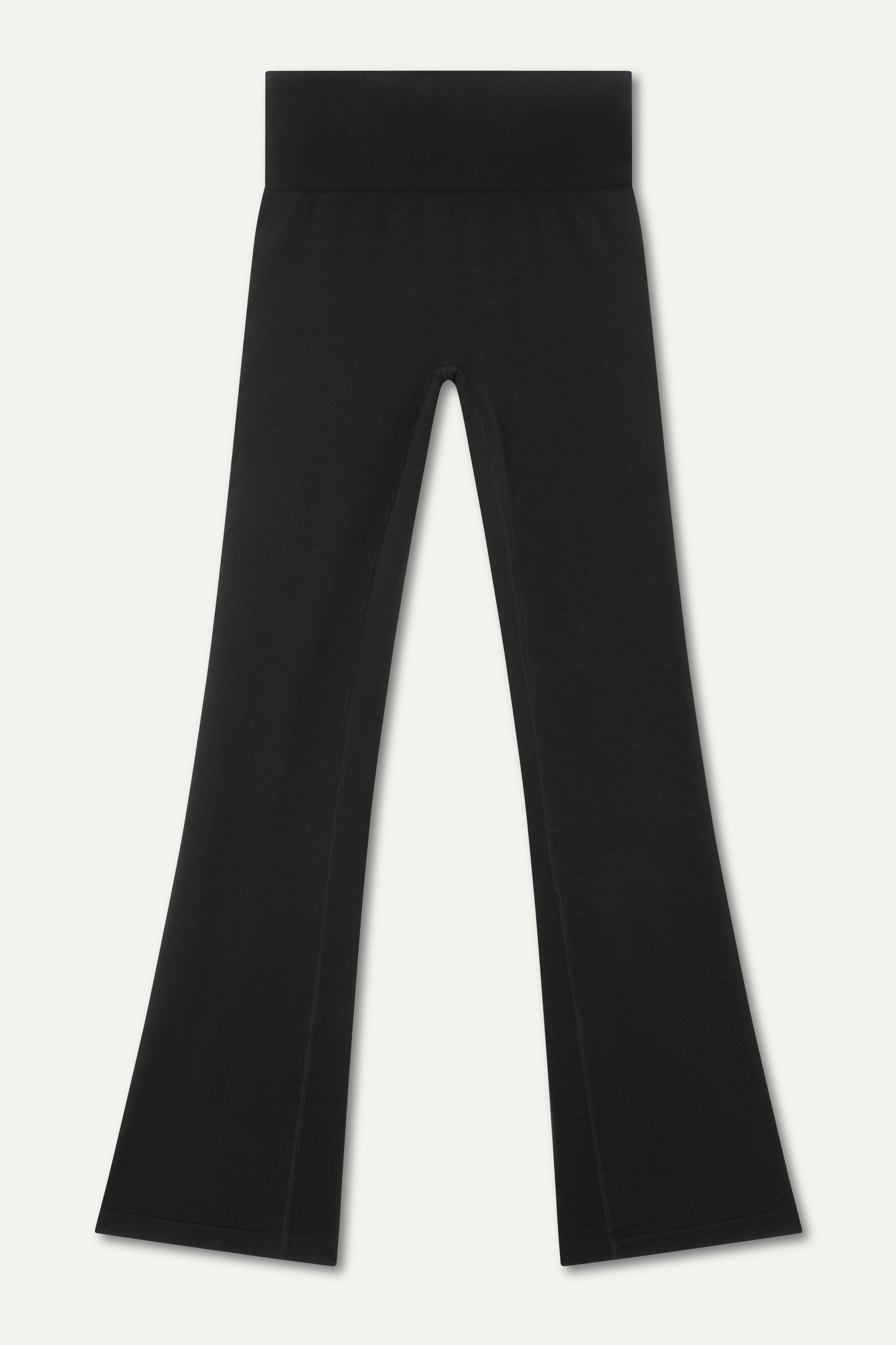 Premium wide leg bamboo black yoga trousers with a high-rise ribbed waistband in soft brown fabric, designed for yoga, Pilates, lounging, and versatile athleisure wear. These comfortable and breathable activewear pants offer a relaxed yet stylish fit, perfect for transitioning from studio to street or incorporating into an everyday wardrobe.